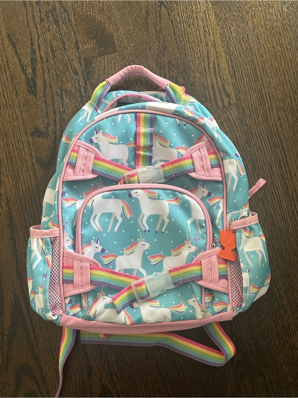 Pottery Barn Kids Unicorn Backpack - Pink & Light Blue with Rainbow Straps